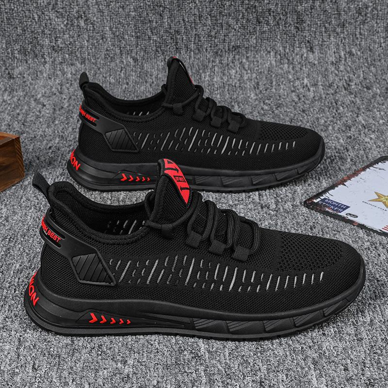 

Мужская обувь 2024 года, новые летние повседневные дышащие сетчатые кроссовки с мягкой подошвой для бега, модные мужские кроссовки из сетчатой ткани 44 чёрный