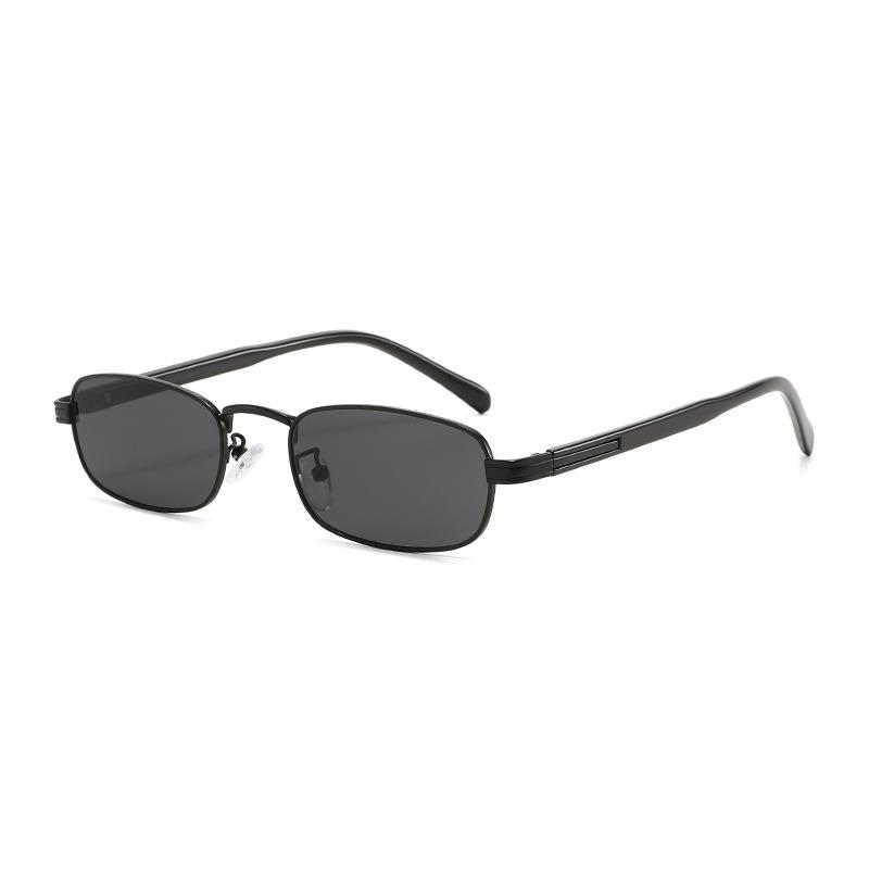 Retro metal narrow frame rectangular sunglasses men's and women's sunglasses trendy street shooting versatile high-end glasses