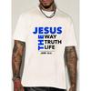 Summer Unisex Short Sleeve Crew Neck T Shirt Jesus The Way Truth Life Bible Text Religious Belief Theme Casual Cotton Streetwear