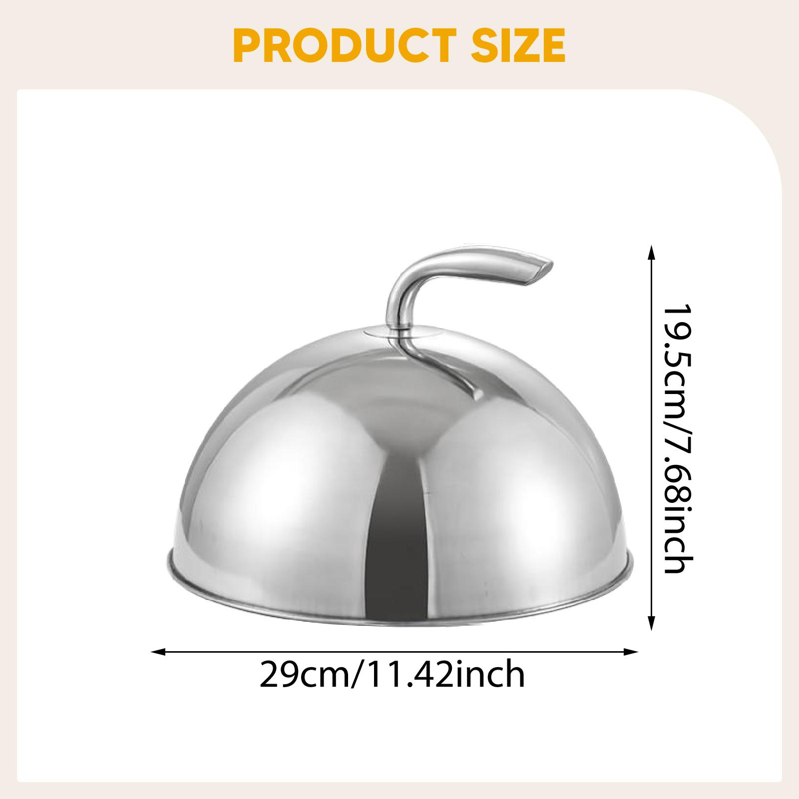

28cm Stainless Steel Circular Steak Cover Food Dome Korean Style Barbecue High Pot Western Serving Cover for Party Dining Table срібний