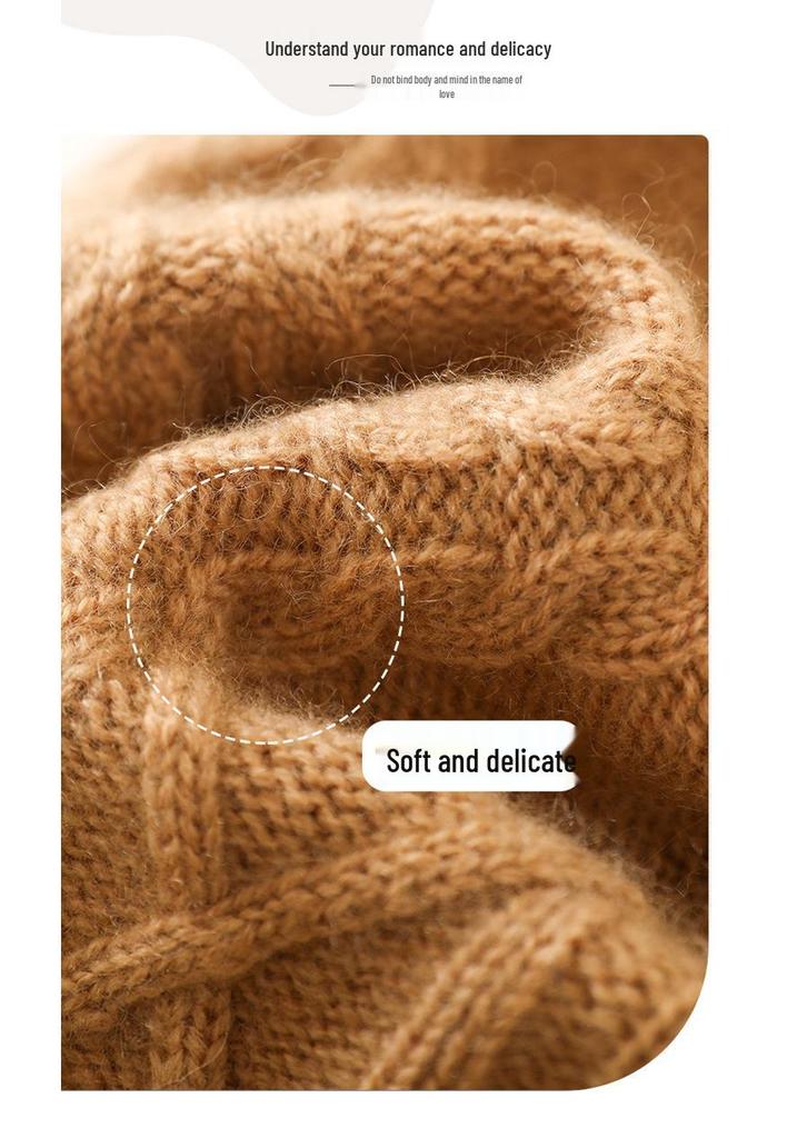 Women's High-End Cashmere Cable Knit Hat - Thickened Warm Fashion for Autumn/Winter 2025
