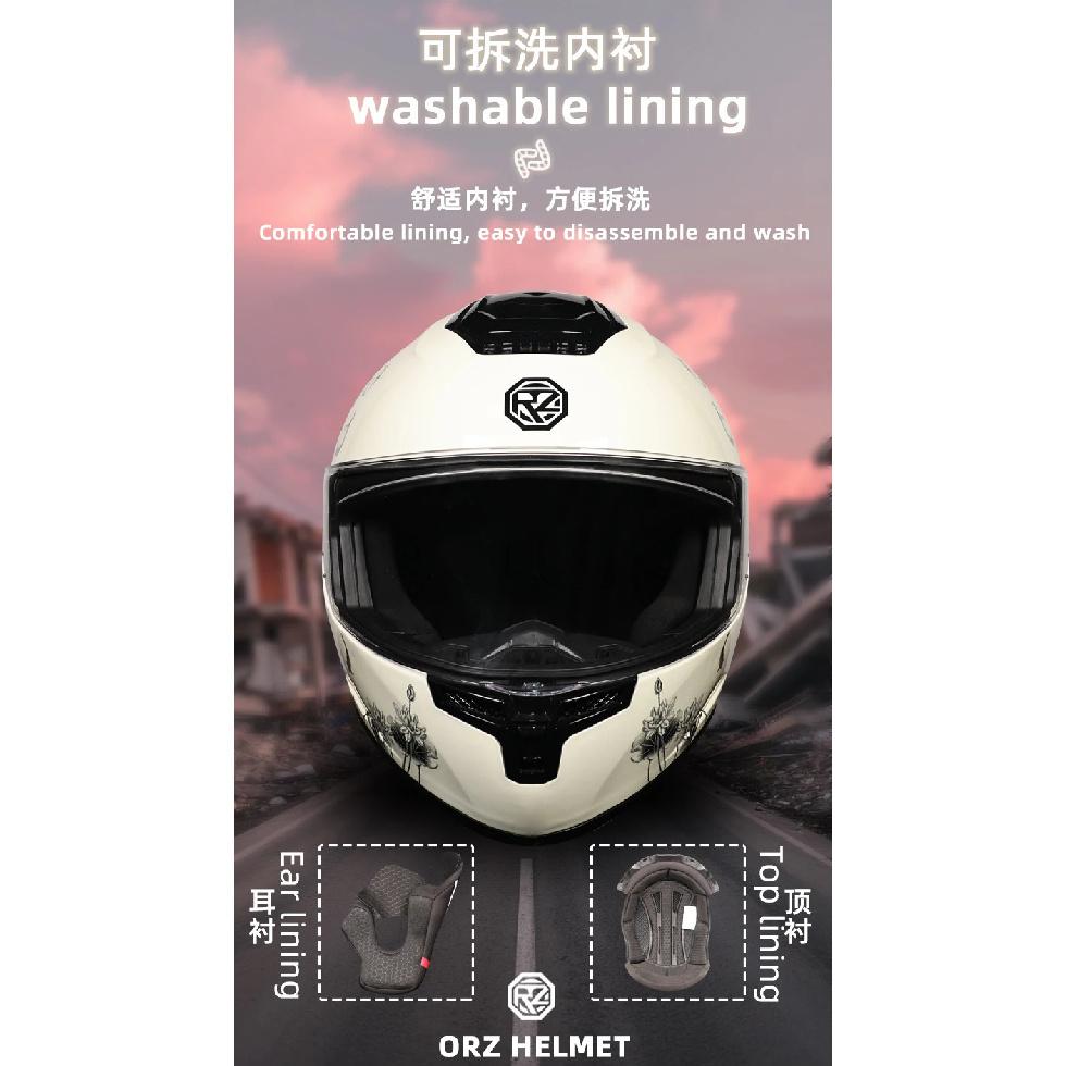 ORZ-S802 Motorcycle Helmet, DOT Men's and Women's Full Face Helmet, Personalized, Cool, All Season, Big Tail Wing Helmet