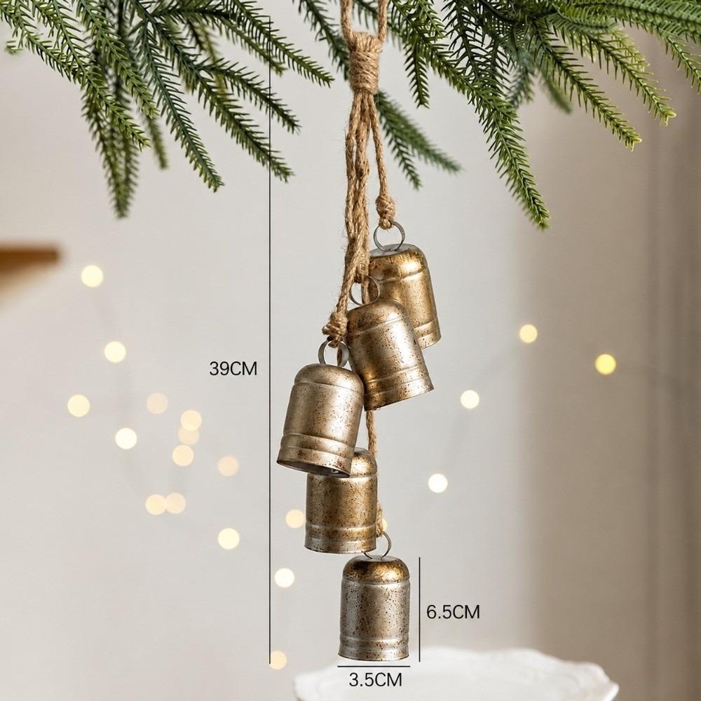 Jute Rope Metal Bell Pendant Iron Vintage Bell Charm New Xmas Bell Hanger Wreath Accessory