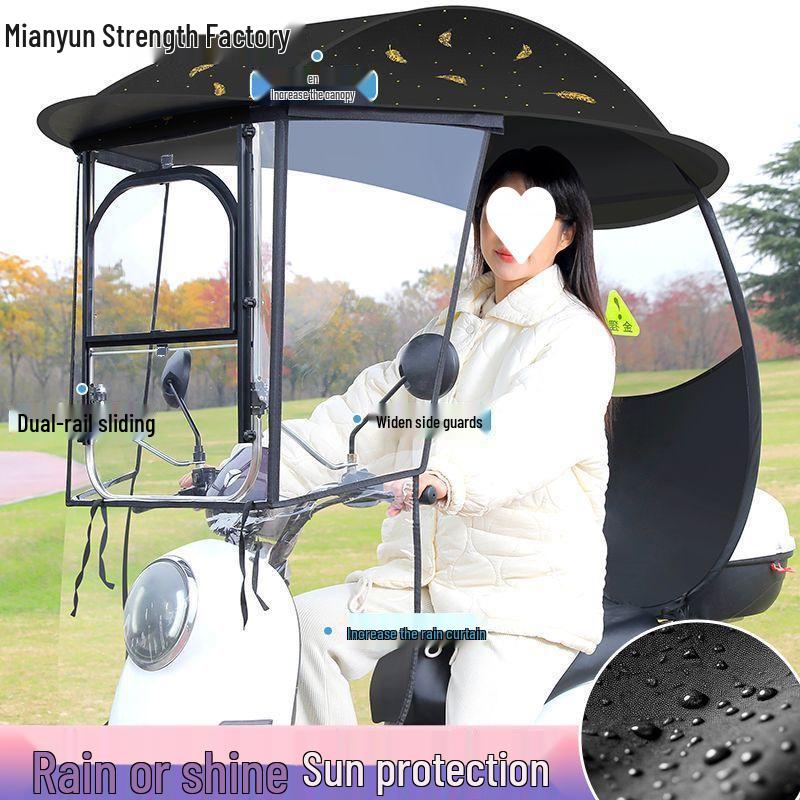 Electric Vehicle & Bicycle Canopy: Sunshade & Rain Protection for Motorcycles & Tricycles