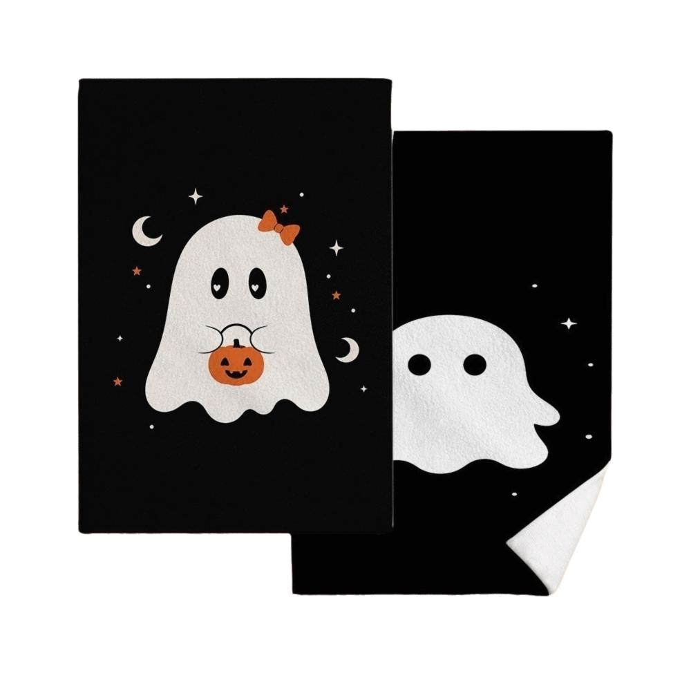 2 pcs Pumpkin Halloween Dish Towels Ghost Dishcloth Durable Hand Towel New Home Gift