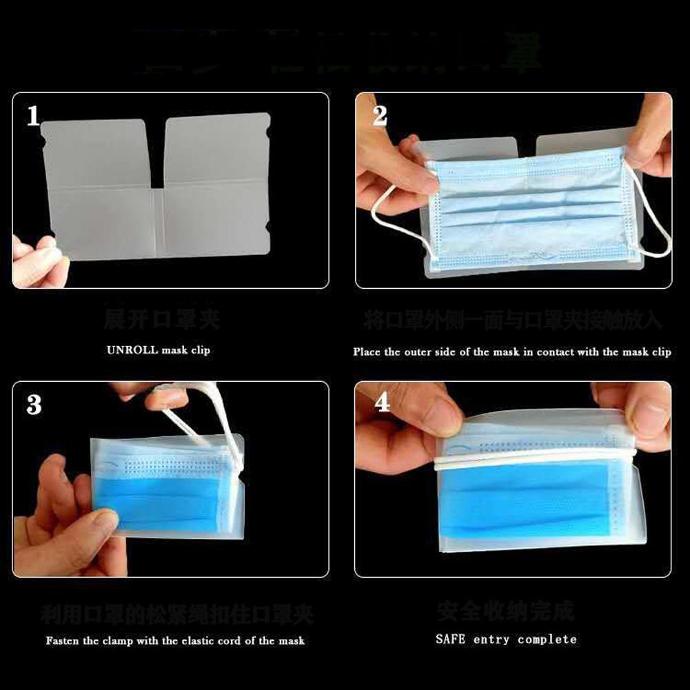 10pcs/bag Foldable Storage Folder for Disposable Mask Portable Transparent Mask Container Clip