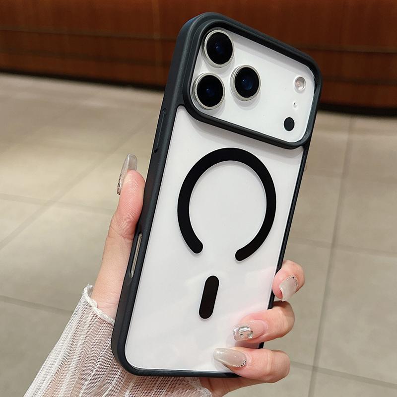For Magsafe Transparent Phone Case for 17 Air 16 15 14 Plus 13 12 11 Pro Max Shockproof Magnetic Wireless Charging Cover