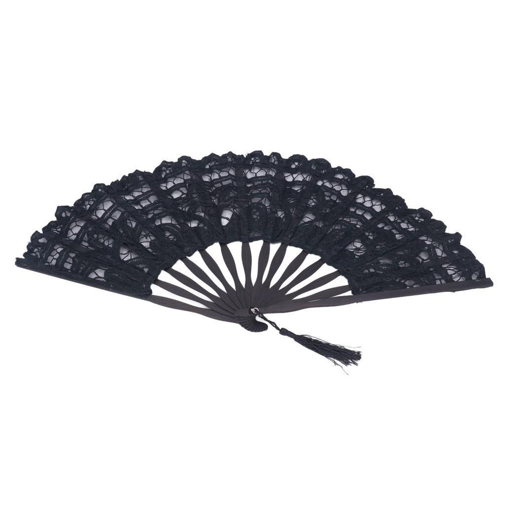 Evantai Pliabil Dantelă Ajurată Osatură Bambus Stil Vintage Evantai de Mână cu Ciucure pentru Haine de Spectacol