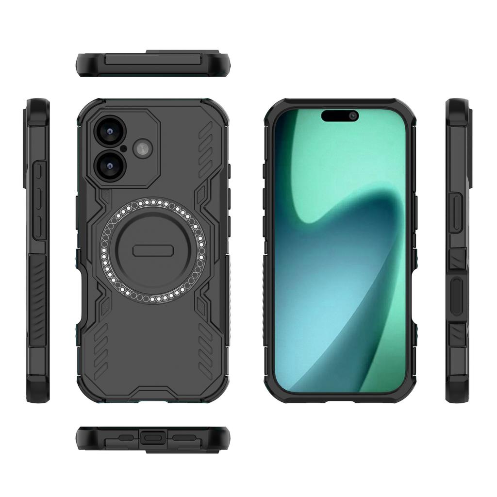 For iPhone 17 Magnetic Case Butterfly Armor Hollow Heat Dissipation PC+TPU Phone Cover