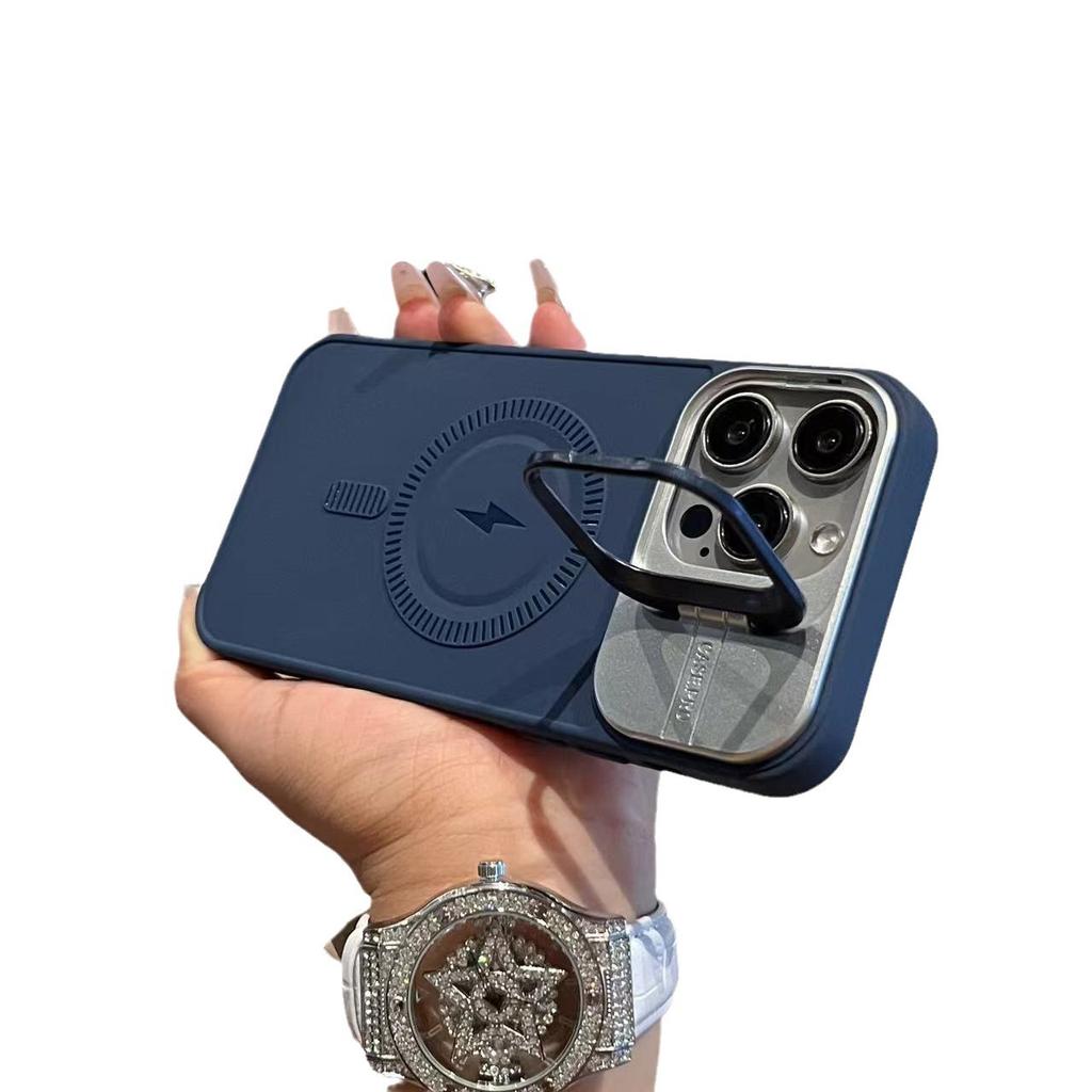 Suitable for IPhone16promax Phone Case, Apple 13/14/15 Silicone Lightning Magnetic Stand Soft Protective Case