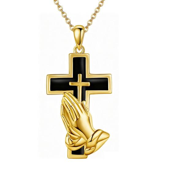 Stainless Steel Pendant Shape Openable Wear-Resistant Commemorative Necklace Praying Hands Design Necklace Pet золотистый