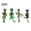 Creative Home Accent Resin Alien with Beer Glass Figurine, Decorative Desktop Ornament, Table Exquisite Hand Carved Statue Decoration for Living Room