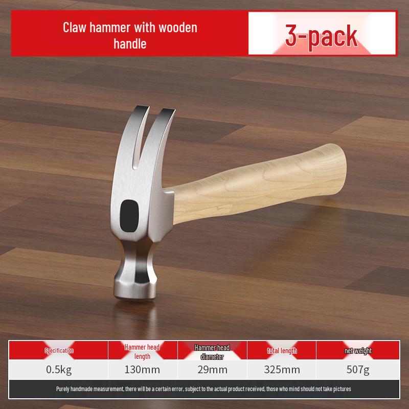 One-Piece Claw Hammer, Non-Slip Handle, Nail-Absorbing, Ideal for Woodworking and Household Use.
