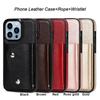 Luxus Leder Karten Portemonnaie Wristlet Lanyard Handyhülle für iPhone 15 14 13 12 11 Pro Max XS MAX XR 8 für Samsung S23 S22 S21 Ultra Plus A12 A52 Huawei