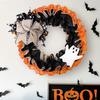 Halloween Holiday Wreath Hanging Ornaments Artificial Wreath for Front Door Farmhouses Garden Yard Halloween Decorations