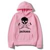 Černá mikina s potiskem loga Jackass Streetwear Oversized Ležérní mikina Módní Unisex Vintage Volné mikiny