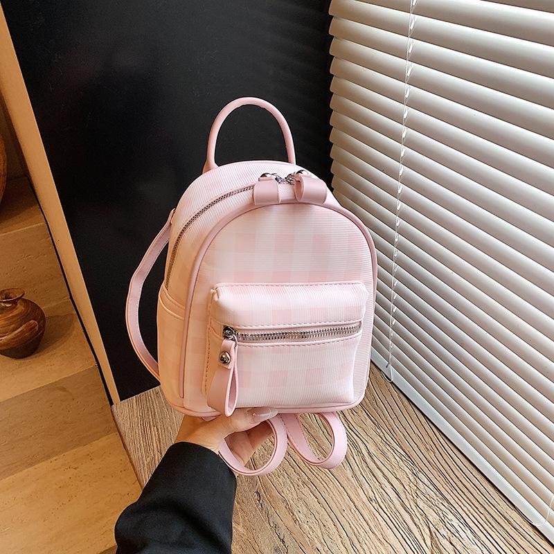 Backpack women's fashion niche plaid bag new fresh leisure high value travel small backpack