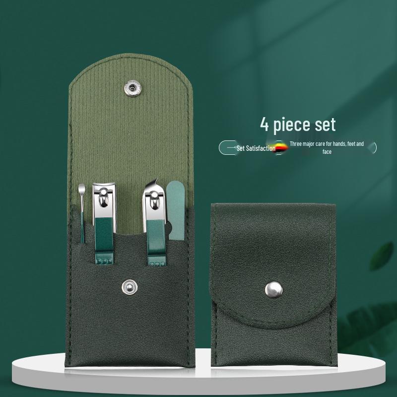 24-Piece Professional Dark Green Manicure Set with Nail Clippers & Scissors