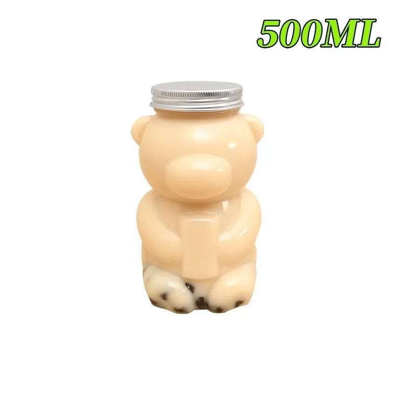 1-10PCS 500ml Violent Bear Milk Tea Bottle Disposable PET Transparent Juice Bottle Cartoon Bear Portable Juice Yogurt Bottle