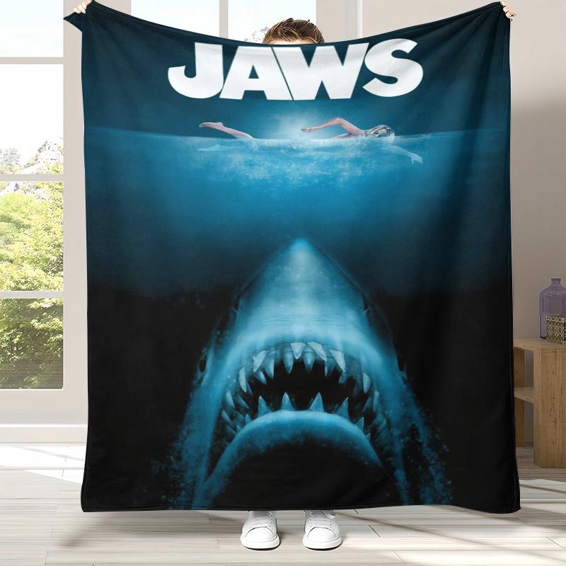 

Horror Movie Jaws Shark Flannel Blanket,Ultra Soft Warm Plush Throw for Home Bedroom Bed Sofa Cover Office Camping Picnic gift 75x90cm