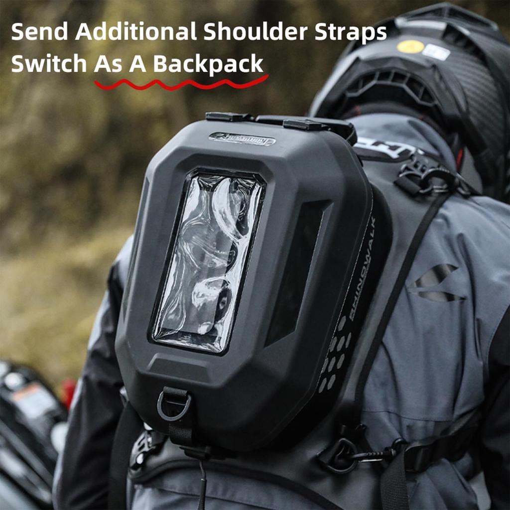 Rhinowalk Motorcycle Tank Bag, Waterproof Motorcycle Backpack with Dividers, Compatible with Honda, Yamaha, Suzuki, Kawasaki, and Harley, Black