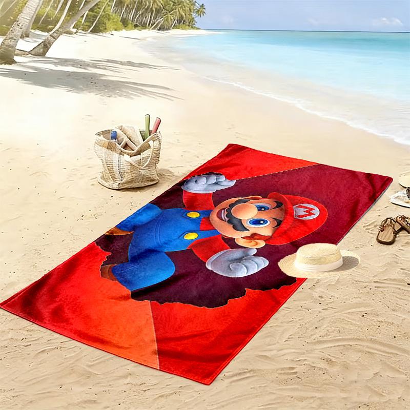 Super Mario Print Beach Towel, Large Soft Quick Dry Towel for Beach Camping Swimming