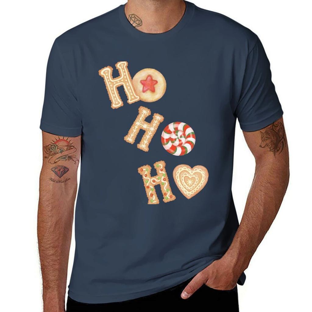 Hohoho Christmas Cookies Tshirt Sports Casual Short Sleeve Cotton Tee