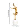 Inverted Pose Human Sculpture Metal Finish with White Pedestal