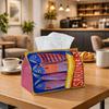 1pc Vintage Coastal Illustration Tissue Box Multifunctional, Sardine Tin Retro Suitable for Home, Parties, And Car Decoration. This Decorative Tissue 