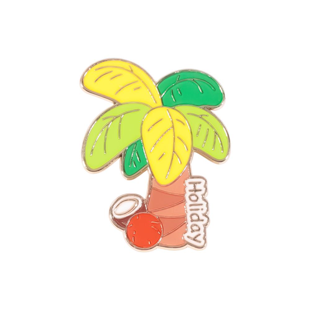 Cartoon Summer Beach Brooches Cute Coconut Tree Enamel Pins Coconut Diver Shaped Design Badge