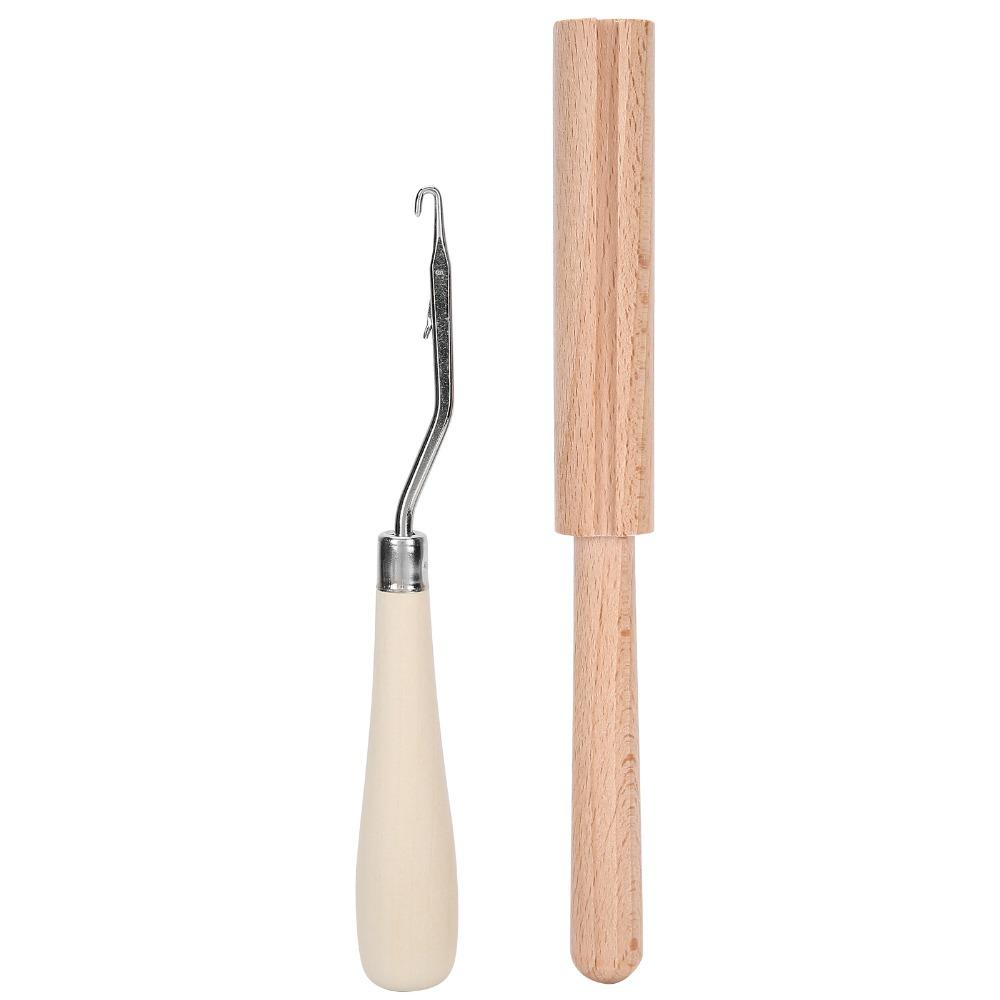 2pcs Yarn Cutter Latch Hook Tool Wooden Handle Thread Cutter Set Rug Hooking Kit For Beginners