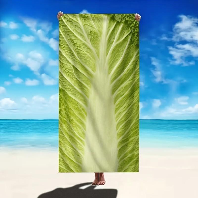 Large Realistic Cabbage Leaf Beach Towel Fun Novelty Microfiber Towel for Beach Trips and Summer Days 50x100cm