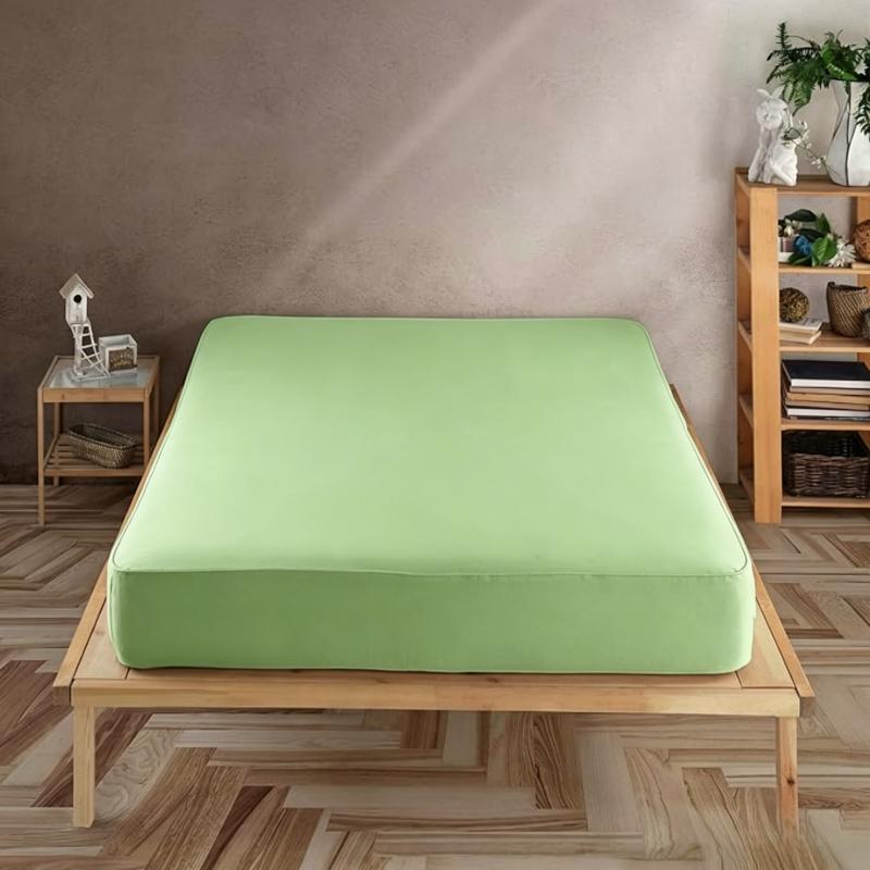 Solid Plain Waterproof Fitted Sheet Mattress Protector Queen King Mattress Cover Anti-bacterial Bed Pad Cover (No Pillow Case)
