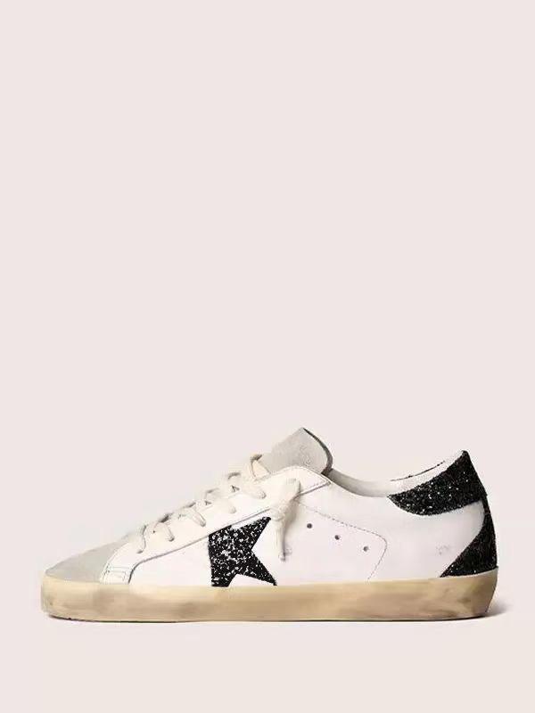 Unisex Retro Distressed White Shoes: Versatile, Height-Enhancing Korean GG Star Design