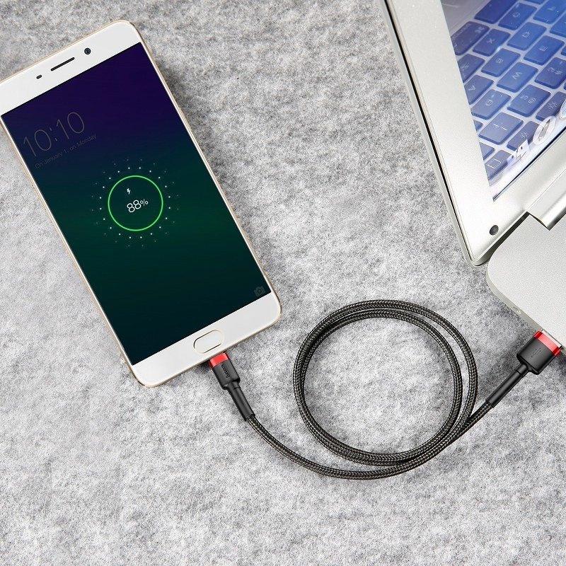 Baseus Cafule 2A 3M USB till Micro USB-kabel (Svart och rött)