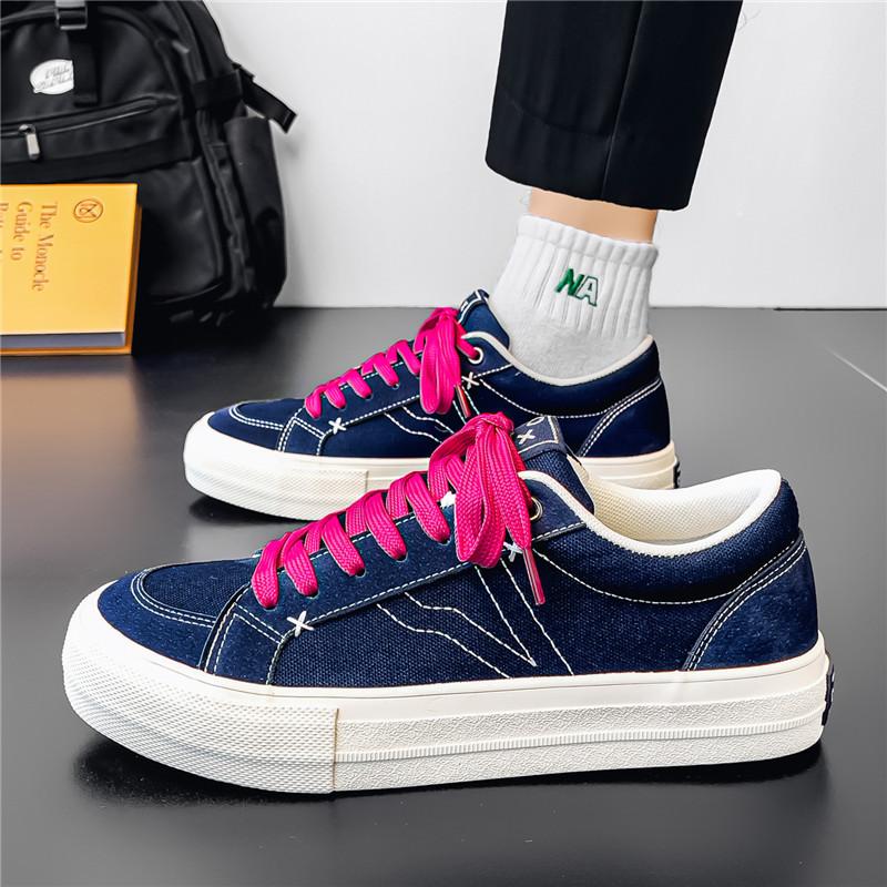 

Новые нишевые низкие парусиновые кеды для мальчиков, спортивные и повседневные, мужские туфли, универсальные кеды для скейтборда 8126 44 темно-синий