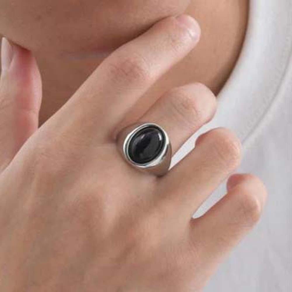 Vintage Glaze Ring Stainless Steel Oval Finger Ring Gothic Punk Rock Stone Eye Ring  Party Favors