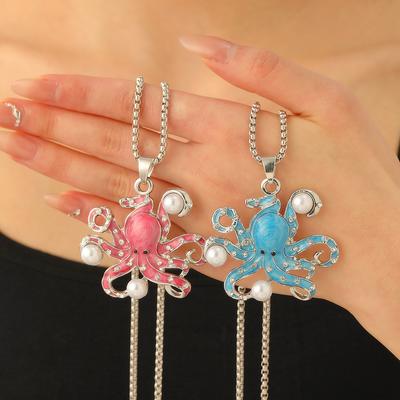 Nieuwe creatieve octopus ketting kind niche trui ketting 2026 hanger premium parel diamant cartoon hanger