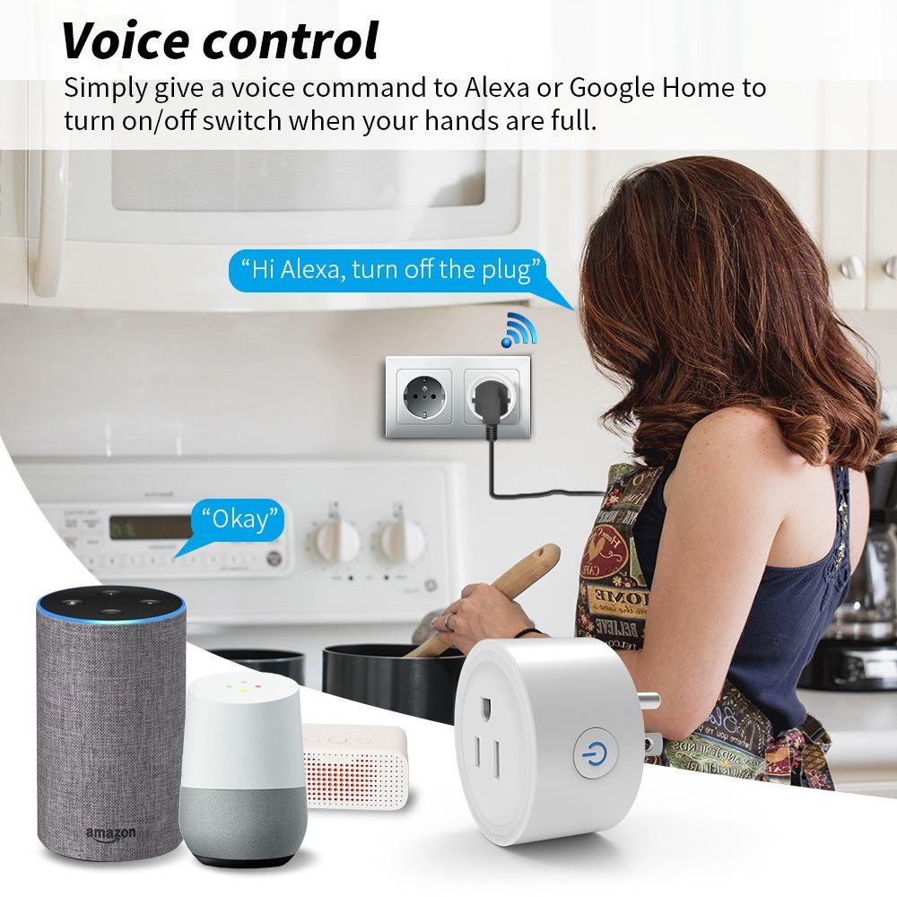 ZFSZ Smart Wi-Fi Plug - Wireless Remote Control Socket with Timer Function, Voice Control Works with Alexa & Google Home, Compact Design