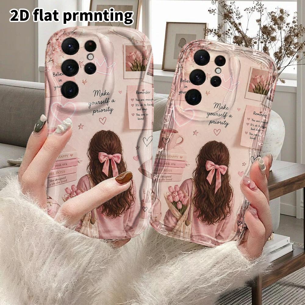 Phone Case: 2D Flat Samsung Galaxy A34 A35 M05 M06 S20 S22 S21 FE Plus 5G Protective Case, Couple Style, Holding Tulips, Christmas and Halloween Gift