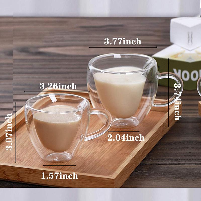 Glass Coffee Mug Cup Heart Love Shape Double Wall Drinking Tea Milk Juice Water Glasses Heat Resistant Drinkware Set Lover Gift