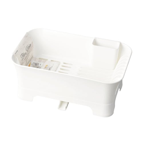 Pearl Metal Dish Drainer Basket with Draining Tray, Made in Japan, Plastic, Blanc Kitchen, HB-3664, White, Approx. 24cm W x 36.5cm D x 15cm H (excludi