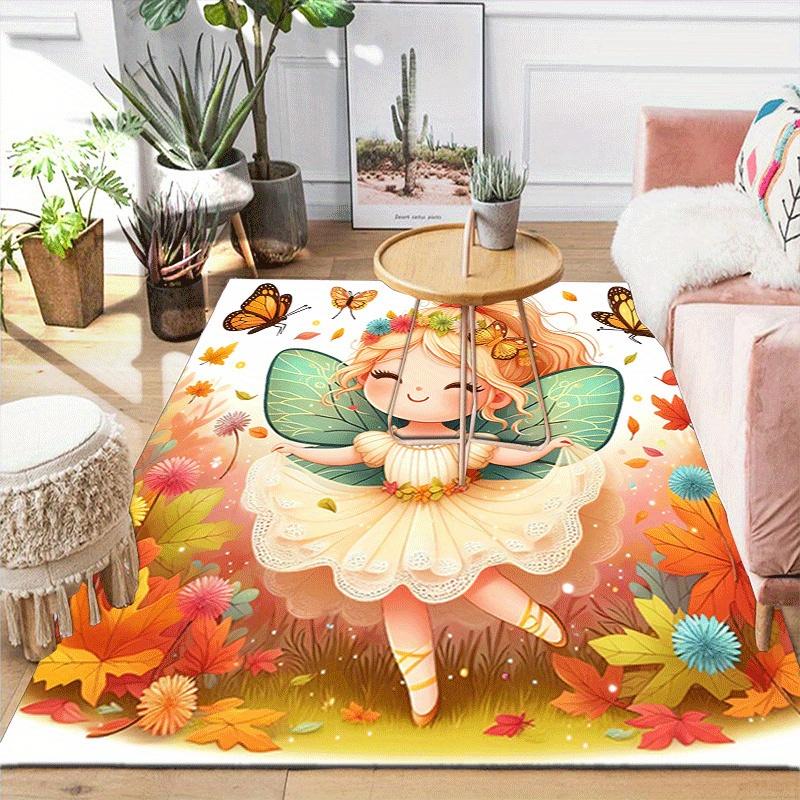1pc Beautiful little flower fairy Print, Design Indoor Area Rug - Soft, Anti-Slip, and Durable Gaming Room Decor for Bedroom