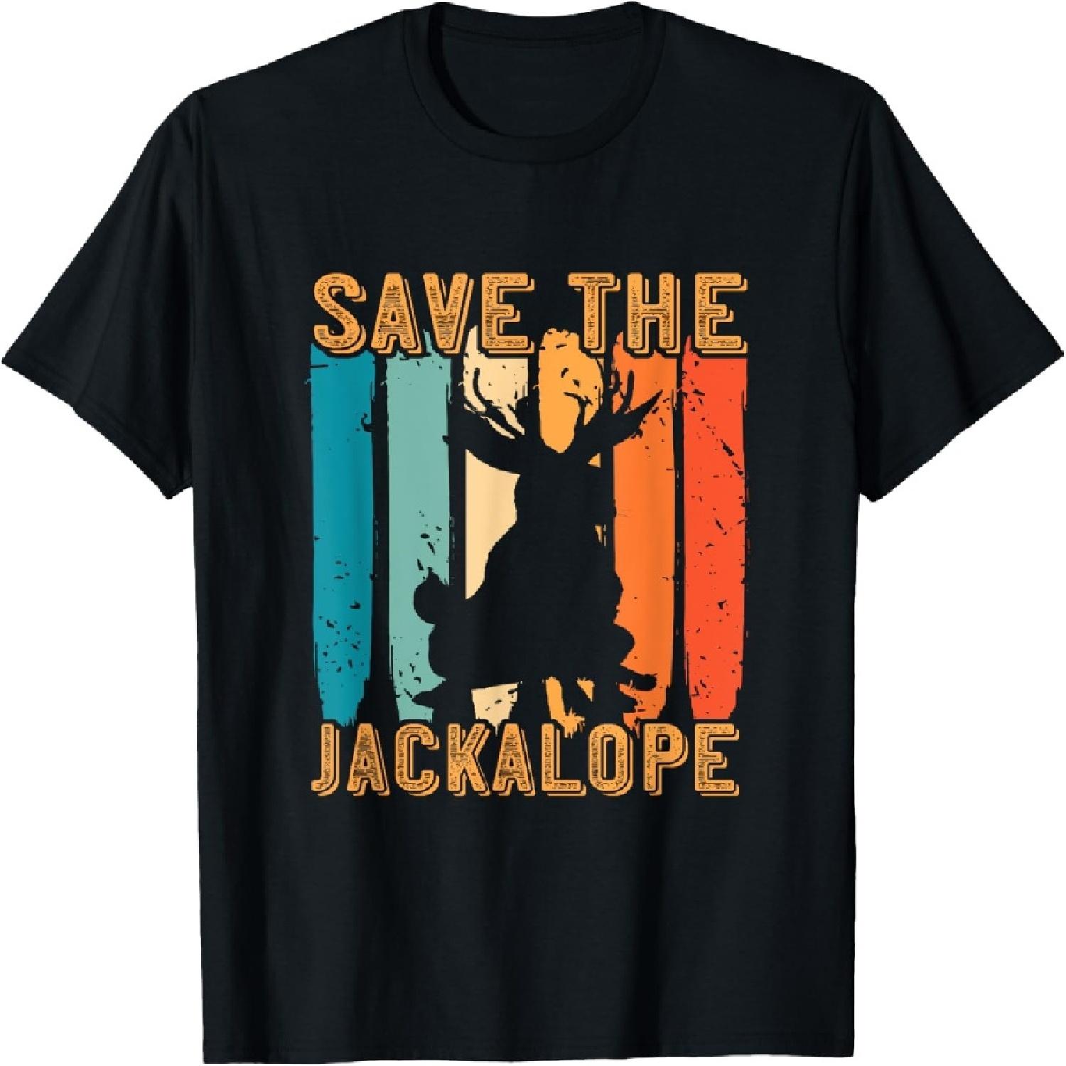 Retro Save The Jackalope Cryptozoology Cryptid Rabbit T-Shirt S