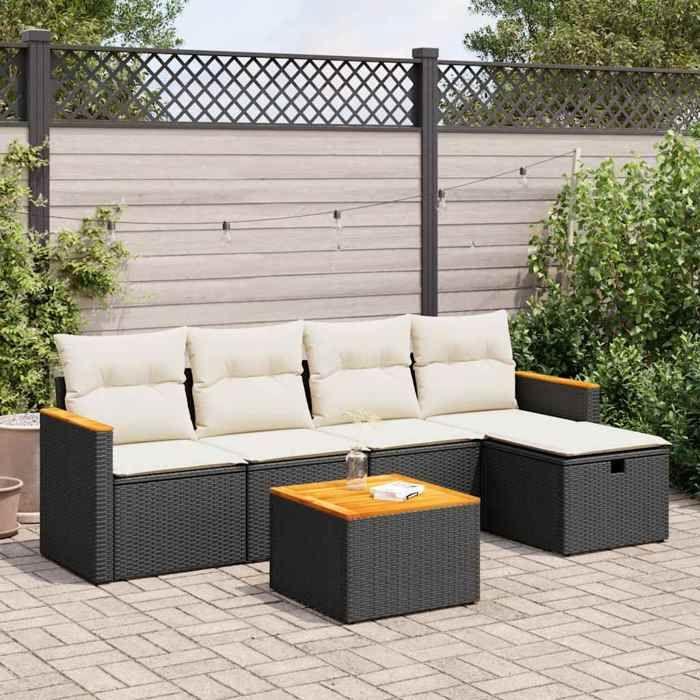 VidaXL Garden Lounge Set 6 Pcs with Cushions Black Braided Resin 3325906