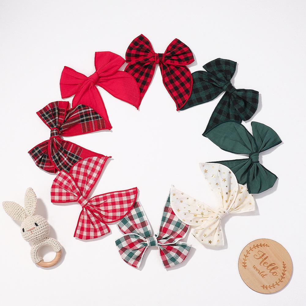 1pc Multi-style Christmas-themed Bow Red Plaid Hair Clip Plush Fabric Design Suitable Festive Parties Daily Outings Street Wear