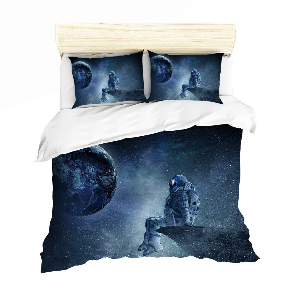 Outer Space Astronaut Bedding Three-Piece Quilt Cover