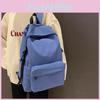Solid Color Lightweight Nylon College Backpack With Color Block Design For Students And Commuters