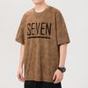 New American High-density Knitted Loose-print Men's T-shirt Short-sleeved