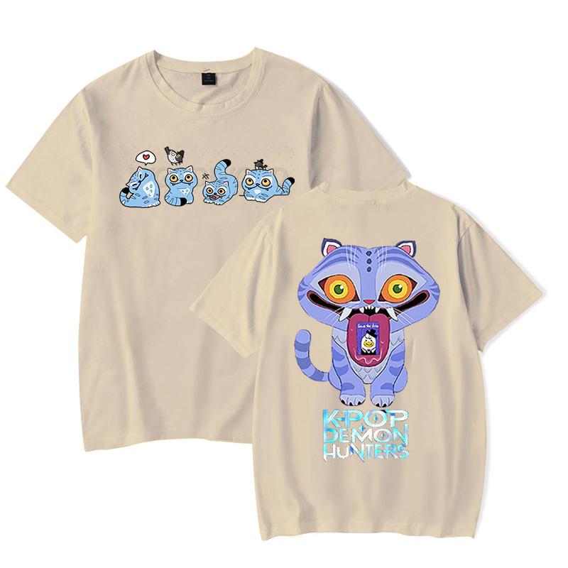 Derpy Tiger Kpop Demon Hunters Shirt for Women Summer Tops Anime K-Pop Demon Hunters T-shirt Harajuku O-neck Casual Shirt Gift